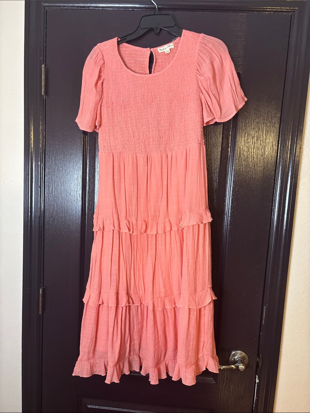 Coral Pink Tiered Midi Dress - Unknown Brand